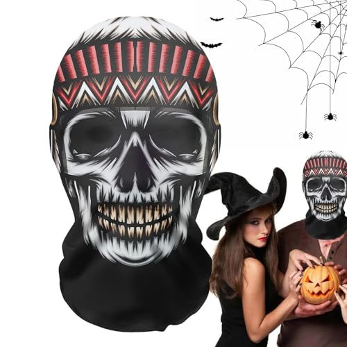 Diuyzoc Gruselige Halloween-Maske, Gruselige Geistermaske | Horror lustiger Netz-Kopfschmuck - Gruselige und lustige elastische Gesichtsbedeckung für Maskeradeparty und Halloween von Diuyzoc