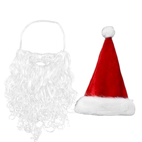 Diuyzoc Klassische Nikolausmütze | Erwachsene Weihnachtsmannmütze | Urlaub Cosplay Cap | Unisex Weihnachtsmütze | Nikolausmütze mit Bart | Geeignet für festliche Stimmung bei Familientreffen von Diuyzoc