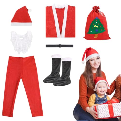 Diuyzoc Kostüm, Weihnachtsmann-Anzug, Weihnachtsmann-Kostüm, Herren-Set, stabiles Design, Komfort und Tragbarkeit, Vliesstoff/Gold-Samt-Stil, für Weihnachtskostüm von Diuyzoc