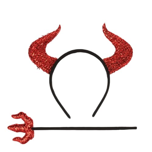 Diuyzoc Teufelshörner Stirnband | Glitzer Halloween Stirnband | Teufelsohren Stirnband | Halloween Kostüm Zubehör | Glitzernde Teufelsohren für Halloween | Leicht und bequem für perfekten Urlaub von Diuyzoc