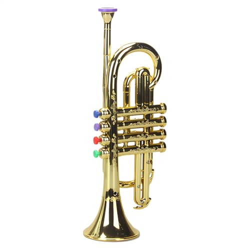 Kindertrompete, Musikinstrumente Für Kinder, Lehrmittel-Trompete, Weit Verbreitet, Verbesserter Musikalischer Bereich, 35 cm, Gold/Weiß, Für Kindermusikbindung, Frühe Musikerziehung von Diuyzoc