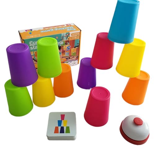 Schnell stapelbare Becher, interaktives Stapelbecher-Set, pädagogische Stapelbecher, leicht zu tragen, 20,5 cm, tragbares Stapelbecher-Spiel für Kinder von Diuyzoc