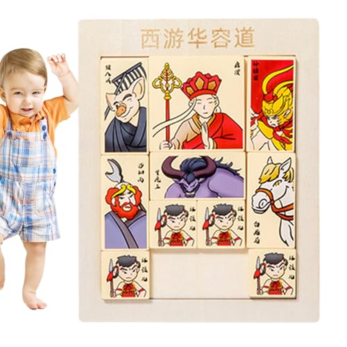 Zahlenschiebe-Puzzlespiel, Schiebe-Zahlenrätsel für Kinder | Holzpuzzlespiele | Chinesisches historisches Figuren-Design-Zahlenrätselspiel für und Mädchen von Diuyzoc