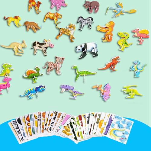 25Pcs(Not repeating) Educational 3D Cartoon Puzzle, Ally Pocket Educational 3D Cartoon Puzzle, 2024 New 3D Puzzles, Shape Matching Puzzle, DIY Cartoon Animal Learning Education Toys (B) von Diveck