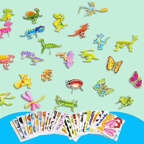 25Pcs(Not repeating) Educational 3D Cartoon Puzzle, Ally Pocket Educational 3D Cartoon Puzzle, 2024 New 3D Puzzles, Shape Matching Puzzle, DIY Cartoon Animal Learning Education Toys (D) von Diveck