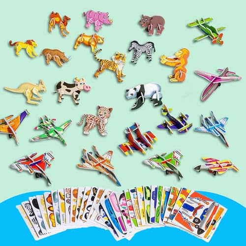 25Pcs(Not repeating) Educational 3D Cartoon Puzzle, Ally Pocket Educational 3D Cartoon Puzzle, 2024 New 3D Puzzles, Shape Matching Puzzle, DIY Cartoon Animal Learning Education Toys (E) von Diveck