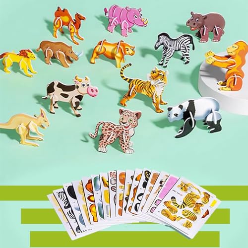 25Pcs(Not repeating) Educational 3D Cartoon Puzzle, Ally Pocket Educational 3D Cartoon Puzzle, 2024 New 3D Puzzles, Shape Matching Puzzle, DIY Cartoon Animal Learning Education Toys (animal) von Diveck