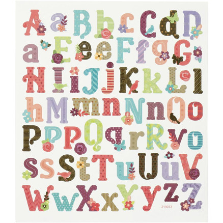 Aufkleber, Alphabet, Blatt 15x16,5 cm, 1 Blatt Aufkleber, Alphabet, Blatt 15x16,5 cm, 1 Blatt von Diverse