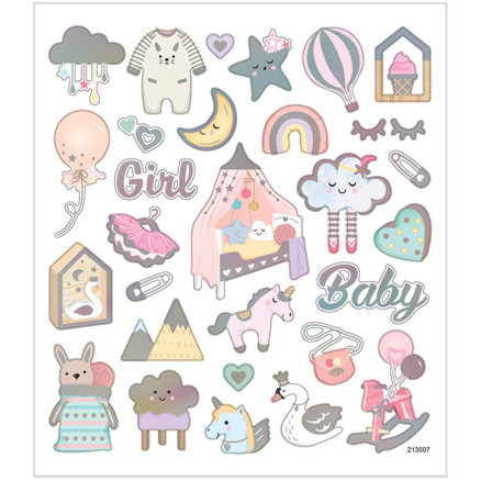 Sticker, Baby Girl, Blatt 15x16,5 cm, ca. 30 Stk, 1 Bl. Sticker, Baby Girl, Blatt 15x16,5 cm, ca. 30 Stk, 1 Bl. von Diverse