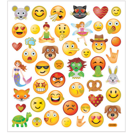 Aufkleber, Emojis, Blatt 15x16,5 cm, 1 Blatt Aufkleber, Emojis, Blatt 15x16,5 cm, 1 Blatt von Diverse