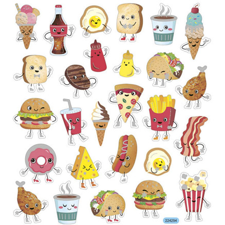 Aufkleber, Fast Food, Blatt 15x16,5 cm, 1 Blatt Aufkleber, Fast Food, Blatt 15x16,5 cm, 1 Blatt von Diverse