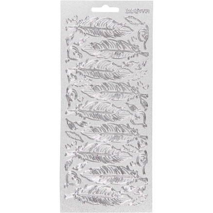 Aufkleber, Feder, Blatt 10x23 cm, silber, 1 Blatt Aufkleber, Feder, Blatt 10x23 cm, silber, 1 Blatt von Diverse