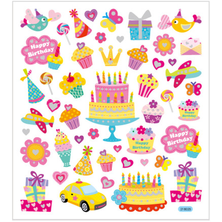 Sticker, Geburtstag, Blatt 15x16,5 cm, ca. 49 Stk, 1 Bl. Sticker, Geburtstag, Blatt 15x16,5 cm, ca. 49 Stk, 1 Bl. von Diverse