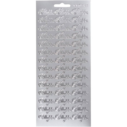 Aufkleber, Glückwünsche, Blatt 10x23 cm, silber, 1 Blatt Aufkleber, Glückwünsche, Blatt 10x23 cm, silber, 1 Blatt von Diverse