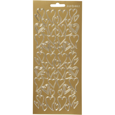 Aufkleber, Herzen, Blatt 10x23 cm, gold, 1 Blatt Aufkleber, Herzen, Blatt 10x23 cm, gold, 1 Blatt von Diverse