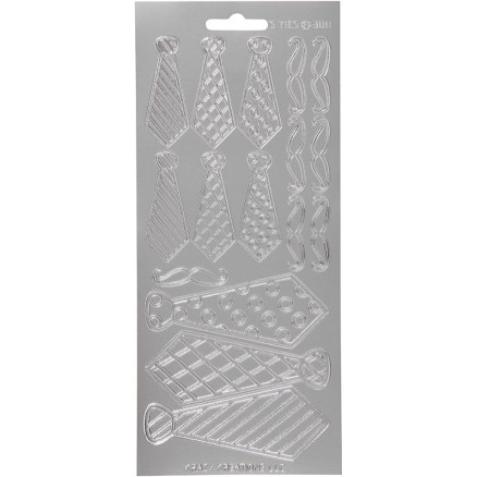 Aufkleber, Krawatte, Blatt 10x23 cm, silber, 1 Blatt Aufkleber, Krawatte, Blatt 10x23 cm, silber, 1 Blatt von Diverse