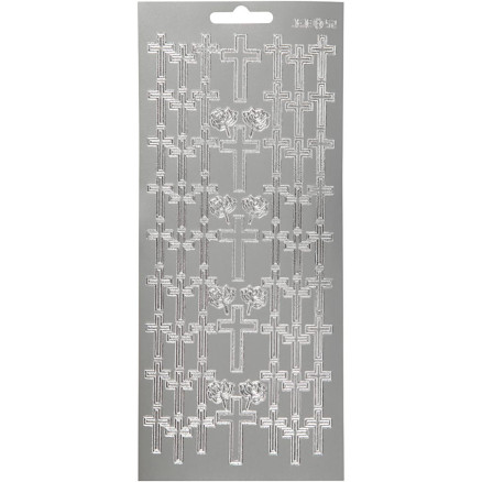 Aufkleber, Kreuz, Blatt 10x23 cm, silber, 1 Blatt Aufkleber, Kreuz, Blatt 10x23 cm, silber, 1 Blatt von Diverse
