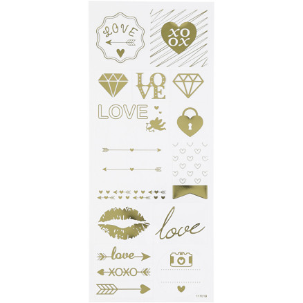 Sticker 'Thank you', Love, Blatt 10x24 cm, ca. 14 Stk, Gold, 1 Bl. Sticker 'Thank you', Love, Blatt 10x24 cm, ca. 14 Stk, Gold, 1 Bl. von Diverse