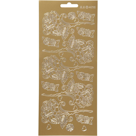 Aufkleber, Rosen, Blatt 10x23 cm, gold, 1 Blatt Aufkleber, Rosen, Blatt 10x23 cm, gold, 1 Blatt von Diverse