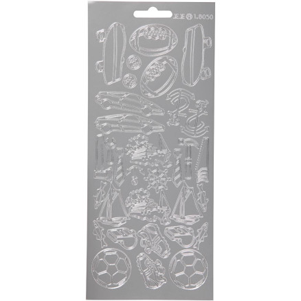 Aufkleber, Sport, Blatt 10x23 cm, silber, 1 Blatt Aufkleber, Sport, Blatt 10x23 cm, silber, 1 Blatt von Diverse