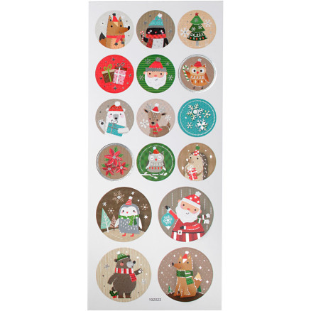 Sticker mit Weihnachtsmotiven, Weihnachten, Blatt 10x23 cm, ca. 16 Stk, 1 Bl. Sticker mit Weihnachtsmotiven, Weihnachten, Blatt 10x23 cm, ca. 16 Stk, 1 Bl. von Diverse