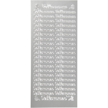 Aufkleber, Willkommen, Blatt 10x23 cm, silber, 1 Blatt Aufkleber, Willkommen, Blatt 10x23 cm, silber, 1 Blatt von Diverse