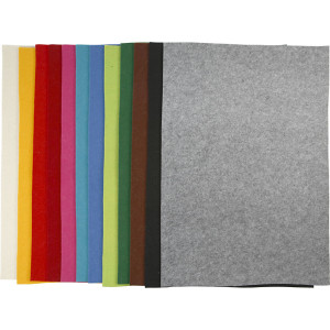 Bastelfilz, Blatt 42x60 cm, Dicke 3 mm, Sortierte Farben, 120Bl./ 1 Pc von Diverse