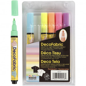 Deko-/Stoffmalstifte, Neonfarben, Strichstärke 3 mm, 6 Stk/ 1 Pck von Diverse