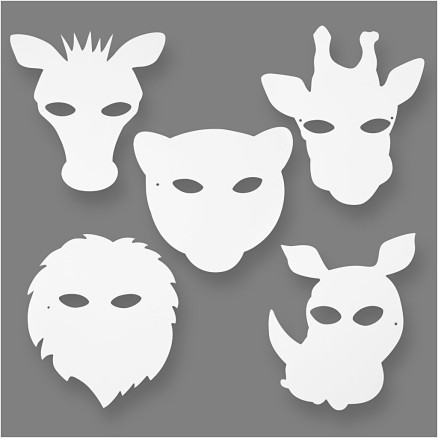 Dschungeltier-Masken, H 22,5-25 cm, B 20,5-22,5 cm, 230 g, Weiß, 16 Stk/ 1 Pck Dschungeltier-Masken, H 22,5-25 cm, B 20,5-22,5 cm, 230 g, Weiß, 16 Stk/ 1 Pck von Diverse
