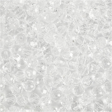 Glasschliffperlen, Größe 3x4 mm, Lochgröße 0,8 mm, Kristall, 100 Stk/ 1 Pck Glasschliffperlen, Größe 3x4 mm, Lochgröße 0,8 mm, Kristall, 100 Stk/ 1 Pck von Diverse