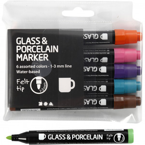 Glas- und Porzellanmalstift, Zusatzfarben, Strich 1-3 mm, halbdeckend, von Diverse