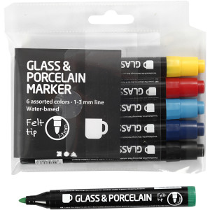 Glas- und Porzellanmarker, Standardfarben, Strichbreite 1-3 mm, halbde von Diverse