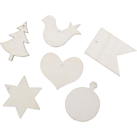 Holzfiguren zum Dekorieren, Größe 6x6 cm, 24 Stk/ 1 Pck Holzfiguren zum Dekorieren, Größe 6x6 cm, 24 Stk/ 1 Pck von Diverse