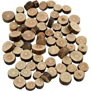 Holzscheiben - Sortiment, D 10-15 mm, Dicke 5 mm, 230 g/ 1 Pck von Diverse