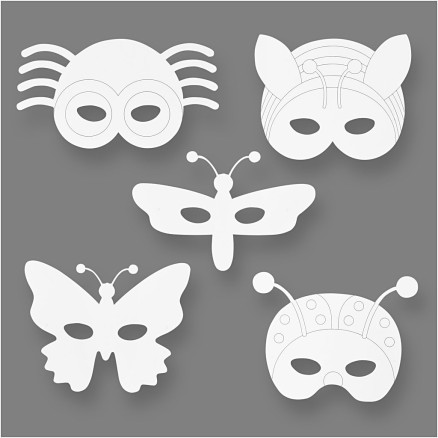 Insekten-Masken, H 14-17 cm, B 19,5-23 cm, 230 g, Weiß, 16 Stk/ 1 Pck Insekten-Masken, H 14-17 cm, B 19,5-23 cm, 230 g, Weiß, 16 Stk/ 1 Pck von Diverse
