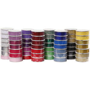 Klebeband mit Spitzenmuster - Sortiment, Sortierte Farben, B 15 mm, 3 von Diverse