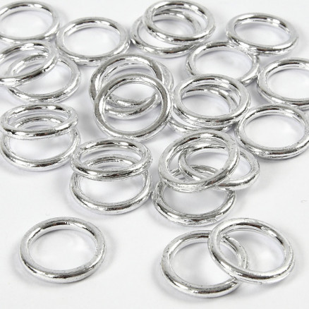 Kunststoffring, Größe 15 mm, Dicke 2 mm, silber, 25 Stück / 1 Pk. Kunststoffring, Größe 15 mm, Dicke 2 mm, silber, 25 Stück / 1 Pk. von Diverse