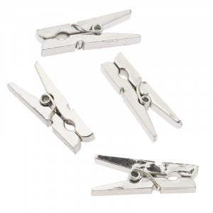 Mini Klammer Holz Silber 3cm - 12 Stk von Diverse