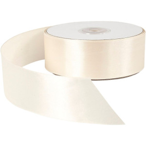 Satinband, B 38 mm, Creme, 50m/ 1 Rolle von Diverse