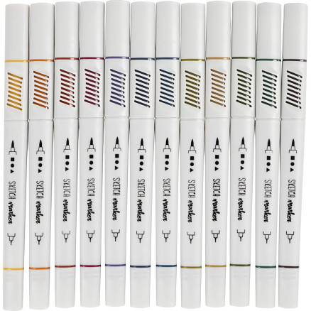 Sketch Marker, Strich 1+2-5 mm, Duschfarben, 12 Stück / 1 Pk. Sketch Marker, Strich 1+2-5 mm, Duschfarben, 12 Stück / 1 Pk. von Diverse