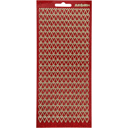 Sticker, Herzen, Blatt 10x23 cm, gold, rot glitzernd, 1 Blatt Sticker, Herzen, Blatt 10x23 cm, gold, rot glitzernd, 1 Blatt von Diverse