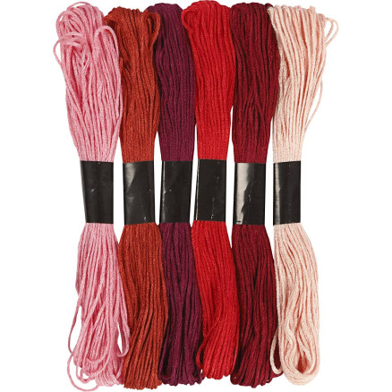 Stickgarn, Dicke 1 mm, Rottöne, 6 Bündl./ 1 Pck Stickgarn, Dicke 1 mm, Rottöne, 6 Bündl./ 1 Pck von Diverse