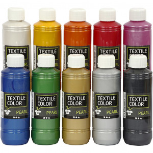 Textilfarbe, Sortierte Farben, Perlmutt, 250 ml/ 10 Pck von Diverse