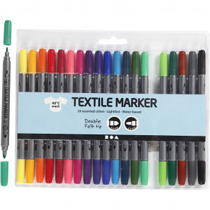 Textilmarker, Strichbreite: 2,3+3,6 mm, Standardfarben, 20 Stk. von Diverse