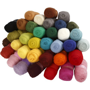 Wolle Kardiert, Sortierte Farben, 35x100g/ 1 Pck von Diverse