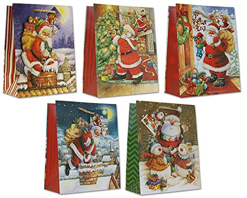 Diverse 10 Geschenktüten Weihnachten 23x18x10 Weihnachtstüten 3D Geschenktasche 22-0311-2 Weihnachtstaschen Tüten von Diverse