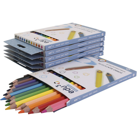 edu3 Jumbo-Buntstifte, Dicke 10 mm, Mine 5 mm, Sortierte Farben, 6x12 Stk/ 1 Pck edu3 Jumbo-Buntstifte, Dicke 10 mm, Mine 5 mm, Sortierte Farben, 6x12 Stk/ 1 Pck von Diverse