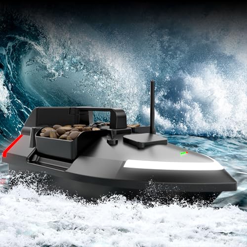 Diyeeni Angelköderboot mit GPS, 12.000 MAh, RC-Köderboot, 500 M Fernbedienungsreichweite, RC-Fischerboot mit Automatischer Rückkehr und Alarm bei Niedrigem Batteriestand, Traglast 4,4 von Diyeeni