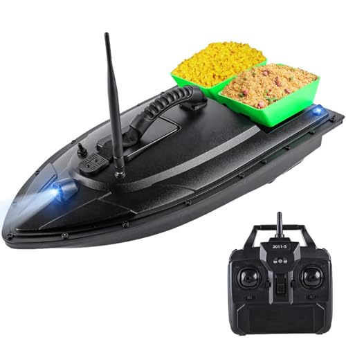 Köder Boot, RC Köder Boot mit GPS, 1,5 Kg/3,3 Lbs Laden & Dual Bins Angel Köder Boot, 500m Fernbedienung mit Nachtlicht und Batterie mit Großer Kapazität, Zum Ziehen von Netz von Diyeeni