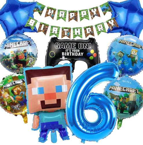 Minercraft Geburtstagsdeko junge Geburtstag Deko Junge Miner Gamer Luftballon Geburtstag Deko Geburtstag Set Geburtstagsdeko Junge Party Deko Tortendeko Kuchen Deko (6th) von Diyooisx